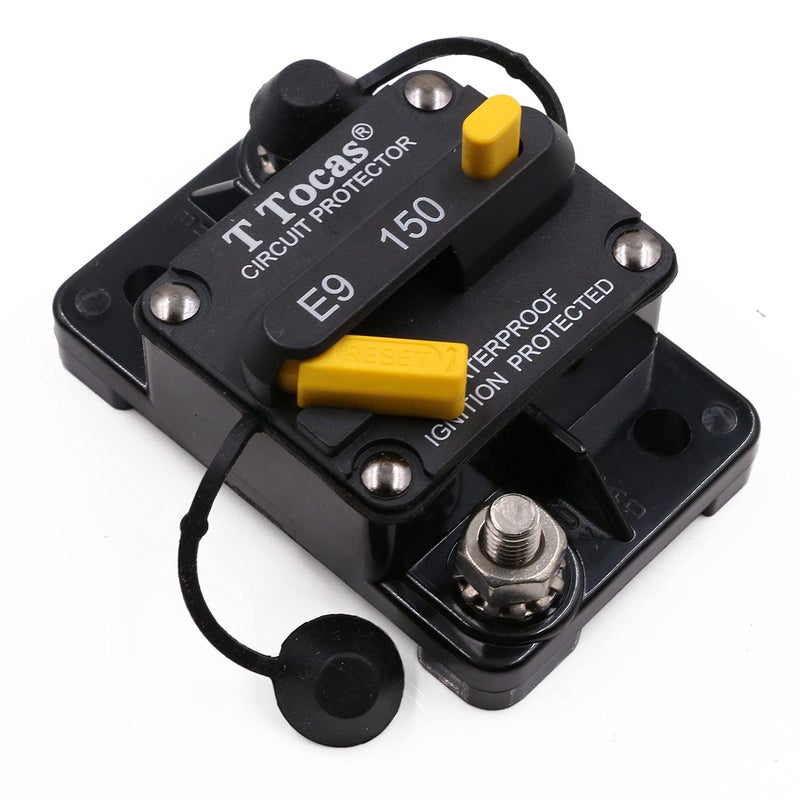 T Tocas E9 T3 Hi-Amp 150A Circuit Breaker with Manual Reset 12V - 48V DC, IP67 Waterproof Switchable Breaker Surface Mount 150 Amp - Image 1